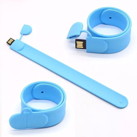 Gelang Slap silikon Logo kustom 16GB 32GB 64GB 128GB 256GB USB Disk untuk hadiah promosi perusahaan