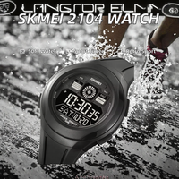 Jam Tangan Digital Sport Mewah Skmei 2104 Tahan Air 5BAR Tali TPU Casing Aloi Kronograf Layar LED Pria