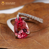 Goldleaf 0,5CT-5CT Birnenförmiger Verlobungsring 925 Sterling Silber Rosa Laborgezüchteter Saphir Eleganter Maßanfertigung für Damen Hochzeit OEM