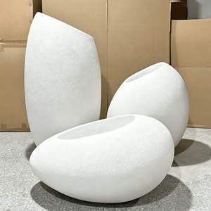 <span class=keywords><strong>Maceta</strong></span> Moderna y Sencilla de Fibra de Vidrio Blanca para Interiores/Exteriores, Macetas Grandes de Forma Ovalada para Jardín y Centro Comercial, <span class=keywords><strong>Maceta</strong></span> Art Deco - Product Image 4
