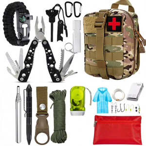 Survival Tool Kit Industrial Grade Multi-Functional Outdoor <b>Camping</b> Emergency Gear First Aid Kit Paracord D-Grip Handle Nylon - Product Image 1