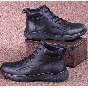 Chaussures décontractées tendance pour hommes, nouvelle collection automne, en cuir véritable, à tige haute, épaisses, antidérapantes, bottes de travail, semelle intermédiaire en PU - Product Image 5