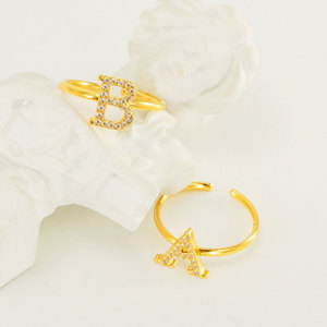 Anillos Ajustables de Acero Inoxidable 316L con Incrustaciones de Piedras Preciosas y Cristales, Chapados en Oro de 14k y 18k, Resistentes al Agua y al Deslustre, para Mujer - Product Image 4