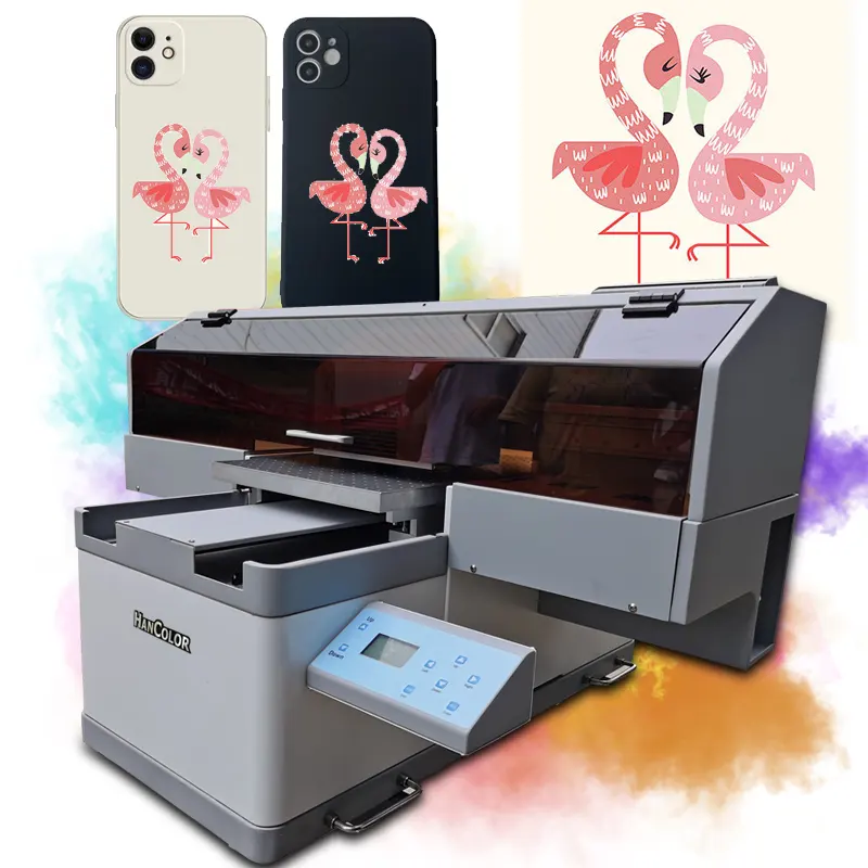 Hancolor a3 impressora uv, alta qualidade, com eps duplo xp600 cabeças, máquina de impressora chapada para fazer concha de telefone móvel