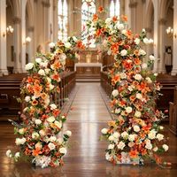 Ensemble d'arrangements floraux artificiels en corne orange chaud pour arche de mariage, toile de fond florale pour scène extérieure, fête et décoration d'événements