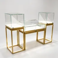 Étagère en acier inoxydable avec éclairage LED, vitrine à bijoux en verre pour magasin de détail