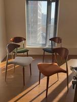 Chaises de salle à manger sans accoudoirs en métal style Wabi-sabi, rembourrées, vintage, design senior, pour salon, rétro, grande chaise en C