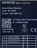 6SL3120-1TE15-0AA3 SINAMICS S120 Módulo de Motor Único PLC