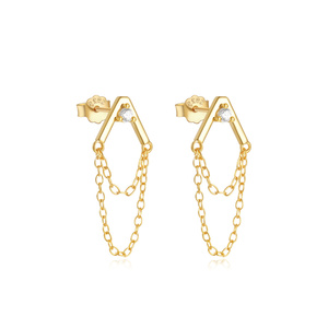 Pendientes de Plata de Ley 925 CANNER con Circonitas, Baño de Rodio, Diseño de Borla y Forma de A, para Uso Diario - Product Image 1