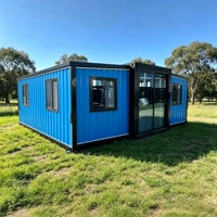 Maison conteneur préfabriquée détachable et extensible de 20 pieds ou 40 pieds avec chambre et salle de bain pour hébergement rural panoramique