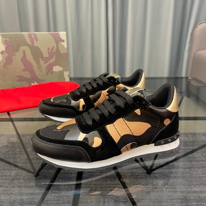 Chaussures décontractées en cuir véritable de haute qualité avec motif camouflage, chaussures unisexes de créateur, rivets en caoutchouc personnalisés, chaussures épaisses - Product Image 2