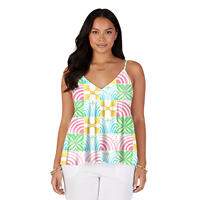 Chemisier plissé à bretelles à col en V, imprimé HD, motif Îles Polynésiennes, Fleurs Samoanes, style Hawaïen, grande taille, pour la plage et les événements, vêtement personnalisé