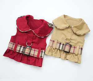 Set Trenchcoat hewan peliharaan unik kelas satu, 100 katun penahan angin cocok <span class=keywords><strong>Harness</strong></span> untuk anjing kucing kecil musim semi - Product Image 3