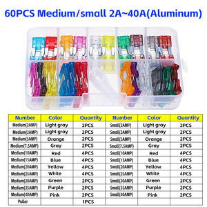 60 पीसी कम ब्रेकिंग क्षमता मिश्र धातु ऑटोमोटिव ब्लेड फ्यूज सेट एटीसी/एपार/एटम/एटम/एटम/एटम/एटम/एटम/एटम/एटम मिनी फ्यूस वर्गीकरण किट - Product Image 2