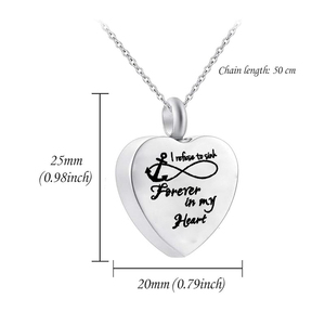 Cuore Urna Collana per Le Ceneri Per Sempre nel Mio Cuore di Modo di Pompe Funebri Gioielli Cremazione Memoriale Ceneri Keepsake Ciondolo Gioielli - Product Image 2