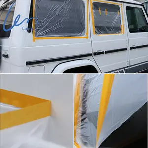 पूर्व-टेप चित्रकार चित्रकला सजावट हल्के वजन के साथ प्लास्टिक मास्किंग फिल्म टेप रोल के लिए कार