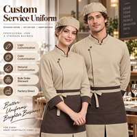 Veste de chef de restaurant en sergé à manches longues, fermeture boutonnée, légère, respirante, coupe simple et ample, adaptée aux climats chauds d'Asie du Sud-Est
