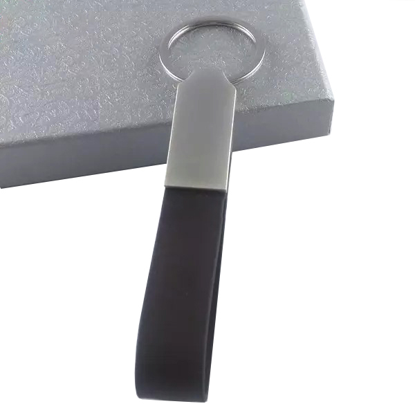 Leather Metal Strap Keychain Key Loop Ring Fob Holder