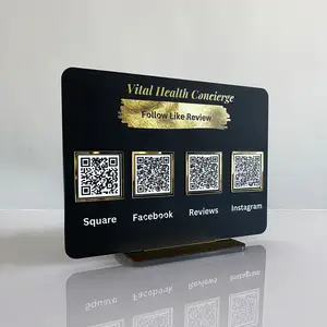 Señal de redes sociales, código qr rosa, facebook, instagram, mesa personalizada, señal acrílica de negocios