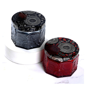 โหลแก้วสีชมพูพร้อมฝาที่ใส่แก้วที่ใส่เทียนสีทองขนาดใหญ่สำหรับร้านอาหาร - Product Image 3