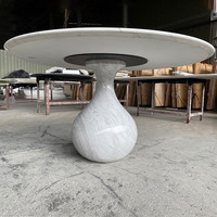 Table à manger ovale moderne en marbre naturel à prix abordable, avec base en marbre, pour hôtels et décoration intérieure – Approvisionnement direct usine