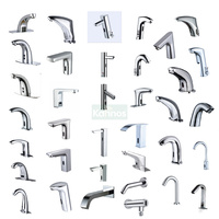Robinet de lavabo thermostatique monocommande moderne en acier inoxydable poli, sans contact, à capteur infrarouge, avec bec cascade
