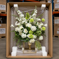 Boule de fleurs artificielle personnalisée de 30 à 80 cm pour centres de table de mariage, en soie mélangée, blanc vert, Dusk Charm