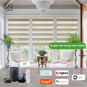 <span class=keywords><strong>Persiana</strong></span> Inteligente Zebra Moderna de <span class=keywords><strong>PVC</strong></span> y Poliéster <span class=keywords><strong>con</strong></span> Motor Eléctrico y Tela Perforada, <span class=keywords><strong>con</strong></span> Obturador Integrado para Ventanas de Hotel, Doble Capa - Product Image 3