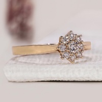 Anillo de Compromiso con Diamante Cultivado en Laboratorio de 3 Quilates, Corte Redondo, Diseño Floral en Halo, Oro Sólido de 10K/14K/18K, Certificado IGI, CVD/HPHT, Personalizado