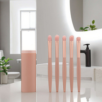 Ensemble professionnel de 5 pinceaux de maquillage ronds pour le visage avec pinceau éventail en fibres synthétiques pour un usage quotidien