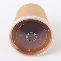 Emballage de récipient alimentaire en papier jetable écologique personnalisé à emporter bol de nouilles en papier kraft tasses à soupe chaude avec couvercle plat en papier