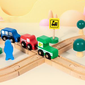 Modèle de train en bois pour enfants 1:<span class=keywords><strong>24</strong></span> avec rails en forme de huit pour l'apprentissage pratique et le développement cérébral, jouet de piste 3D pour les 4-6 ans - Product Image 3