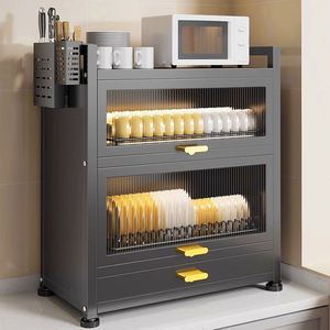 ชั้นวางชามกันฝุ่นแบบกันน้ำสองชั้น ผลิตจากเหล็กคาร์บอน เป็นมิตรกับสิ่งแวดล้อม ใช้ได้กับประตูและเคาน์เตอร์อเนกประสงค์ กล่องเก็บของทันสมัยสำหรับใช้ในครัวเรือน - Product Image 1