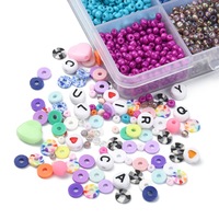 Kit de perles en verre polymère XIMAI Heishi, perles de lettres, pour la fabrication de bracelets et de bijoux DIY, avec cordons élastiques