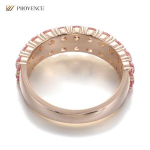 แหวนเพชรพลอยสังเคราะห์สีชมพู ดีไซน์ใหม่ ทองคำแท้ 14k 18k แหวนแต่งงานทรงกลมสองเม็ด ดีไซน์หรูหรา สำหรับผู้หญิง - Product Image 2