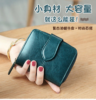 Dompet Pendek Kulit Sapi Asli Andong dengan Resleting untuk Wanita dan Remaja Putri, Tas Clutch Modis, Banyak Kantong, Tempat Koin dan Kartu
