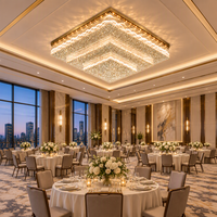 Plafonnier LED rectangulaire en acier inoxydable et cristal, moderne, IP65, pour hall d'hôtel, salle de banquet, salle de conférence, et projets d'ingénierie