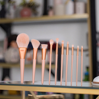 Pinceaux de maquillage professionnels de haute qualité, 10 pièces, manches en bois |   Pinceaux cosmétiques haut de gamme pour le correcteur et le maquillage du visage, marque privée