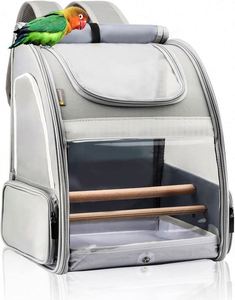 Free Sample <b>Bird</b> Carrier Backpack -Pet <b>Travel</b> <b>Cage</b> with Upgraded Tray and Standing Perches Breathable & Portable for Small - Product Image 1