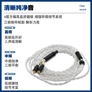 Cable de actualización para auriculares, trenzado cuadrado de 4 hebras, chapado en plata, 1,2 m, para equipos de audio MMCX IE80 IE40Pro IE100 IE200 - Product Image 5