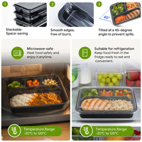 Contenants à emporter personnalisables et en gros à 4 compartiments, en PP de qualité alimentaire, compatibles micro-ondes, boîtes à lunch