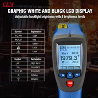 Thermomètre infrarouge CEM DS 50:1 - Pistolet thermique - Plage de température de -58F à 2192F - Émissivité réglable - Double laser - Utilisation CVC - Cuisine - 0,15S