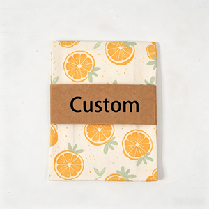 Essuie-tout de cuisine en coton imprimé en usine, motif dessin animé de fruits, avec emballage personnalisé en papier kraft, faible MOQ - Product Image 1