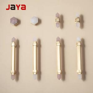 JAYA现代豪华家具五金纯实心黄铜天然水晶旋钮挂钩厨房抽屉橱柜家具门把手 - Product Image 2