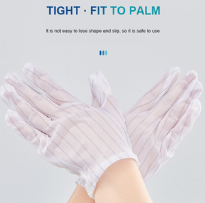 Guantes de seguridad electrónicos ESD antiestáticos blancos de dedo completo con patrón de rayas Guantes DE TRABAJO protectores - Product Image 4