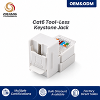 Prise Keystone RJ11 femelle avec cache-poussière à ressort, module réseau IDC sans outil, blanc, pour plaque murale, panneau de brassage, certifié ISO9001