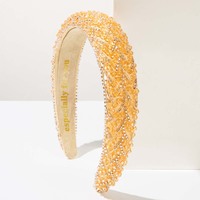 DREAM FASHION Bandeau élégant pour femme, couleur unie, perles en strass, doublure en daim personnalisée, logo, accessoires de cheveux de luxe pour fille, fait main