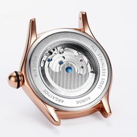 Montre mécanique Reef Tiger de luxe pour femme, cadran rose, bracelet en cuir, montre tendance en or rose, RGA7105