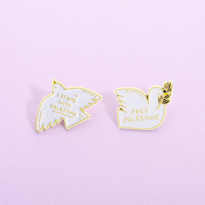 2 insignias de Pin de solapa de esmalte de Metal de Palestina gratis, alfileres de esmalte suave de Paloma de la paz de Palestina gratis para ropa - Product Image 1