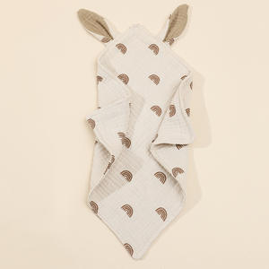 Couette couverture nouveau-né coton mousseline dormir apaisant serviette enfants mode lapin oreille <span class=keywords><strong>sucette</strong></span> apaiser Double côtés bave bavoirs - Product Image 2